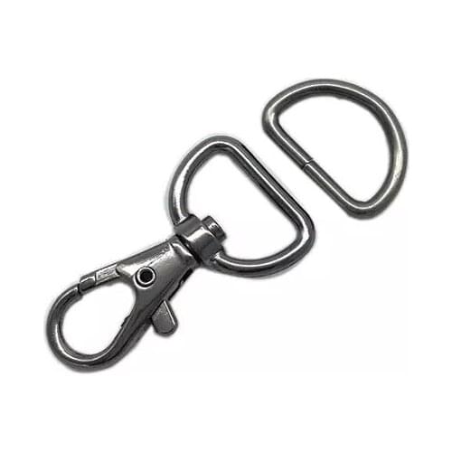 1 Inch (inside wide) Swivel Clips with Matching D Ring in Gunmetal Finish