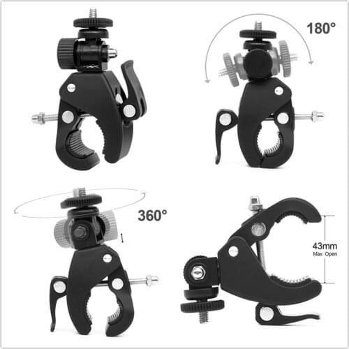 1PC Black 1/4 Camera DV DSLR Bike Bicycle Handlebar Clamp Bracket Tripod Mount Screw Clip for Gopro Camera DV Wholesale