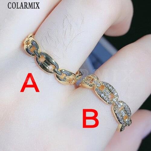 10 Piece Gold Rings zircon stone crystal jewelry accessories crystal hollow rings Gold colors stone jewels for women 51208