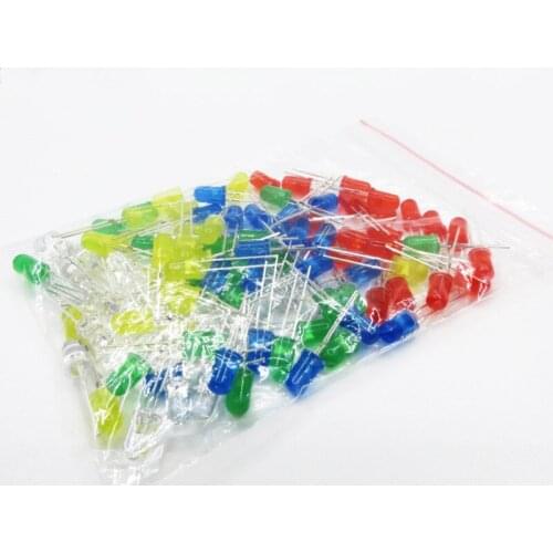 100pcs 5mm LED diode Light Assorted Kit DIY LEDs Set White Yellow Red Green Blue free shiiping