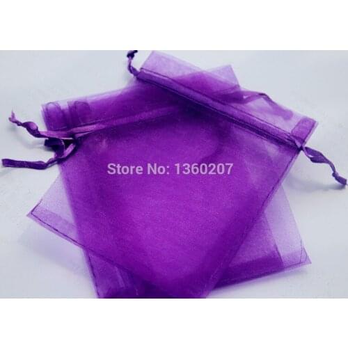 100pcs/lot deep purple colour Organza Bags 10x15 Wedding Favour Gift bag Jewellery pouches