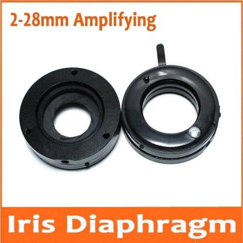 2-28mm Amplifying Optical Maser Iris Aperture Diaphragm Condenser Module Microscope 12 Blades Camera lens Adapter M4 Light Ring