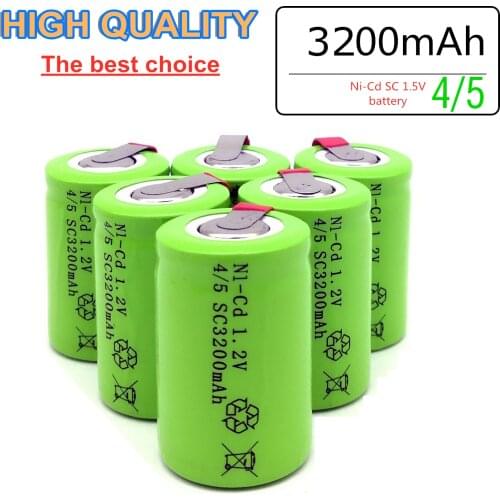 ZONE ONE 32PCS High quality 4/5 SC battery NI-Cd 1.2V 3200mah rechargeable battery with tab forLED electric tools