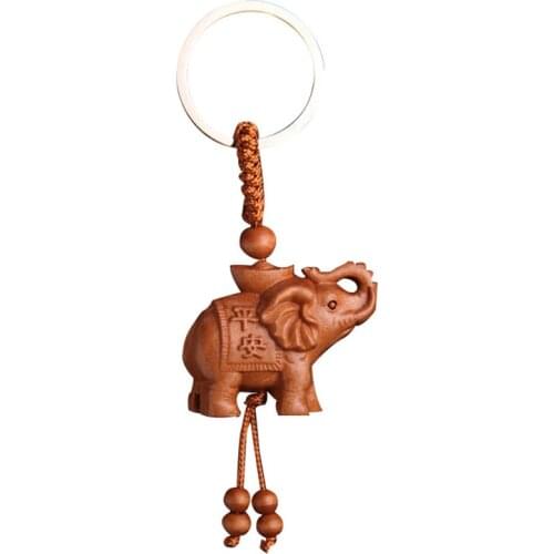 MINI Wood Elephant Decor Statue Pendant Figuras Decorativas Wooden Animal Elephant Figurines