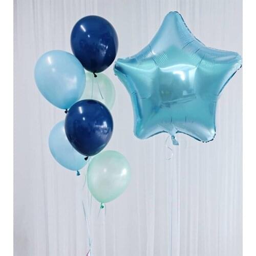 5X Pearl Blue Latex Balloons Wedding Anniversary Valentines Day Birthday Party Decor Helium Global Tiffany Star Foil Ballons