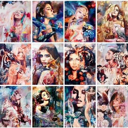 Huacan Diy Craft Diamond Painting Woman 5D Diamond Embroidery Cross Stitch Animal Mosaic Hobbies And Crafts