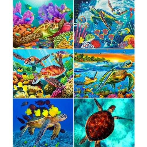 AZQSD 50x40cm Painting By Numbers Canvas Animal Acrylic Paint Decor For Home DIY Coloring By Numbers Tortoise Handmade Gift