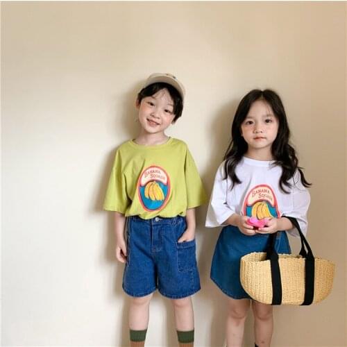 Kids Clothing 2-8 Y Baby Boys Girls Cotton T-shirts Summer New Childrens Fashion Print Short Sleeve Tees Toddler Casual T Shirt