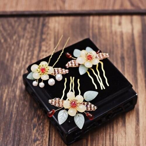 3pcs cray flower girls children hair comb tassel hairpin fairy gas womens girls suit step shake hair jewelry