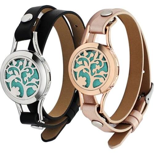 Aromatherapy Bracelet Leather Stainless Steel Essential Oil Diffuser Locket Bracelets Aroma Diffuser Leather Bracelet BT200315