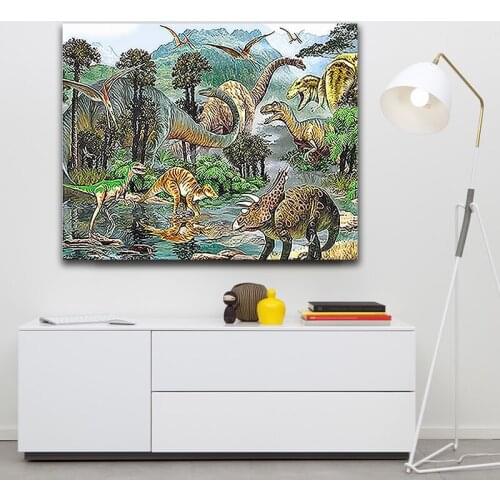 DIY colorings pictures by numbers with colors Jurassic Park Dinosaur picture drawing painting by numbers framed Home