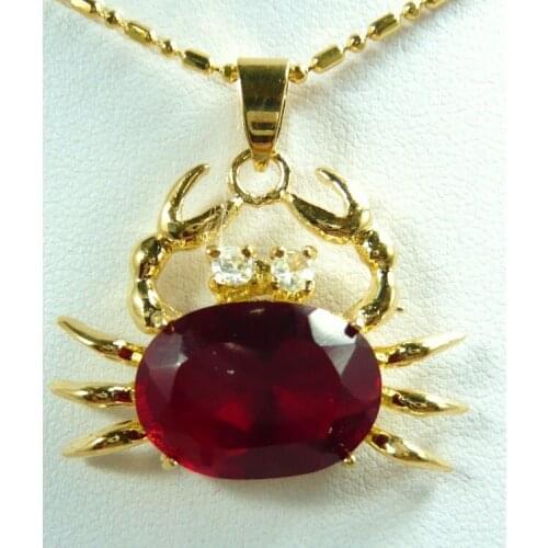 Gem chocker maxi undertale pingente sterling--jewelry gem Classic Peridot Oval jewelry red zircon crab pendant necklace