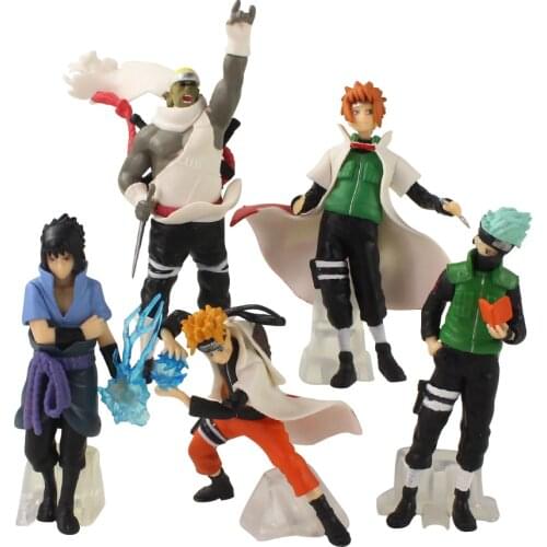 5pcs/Set 9-16cm Naruto Shippuden Anime Kakashi Sasuke Namikaze Minato PVC Action Figure Cartoon Model Toys Kids GIft Brinquedos