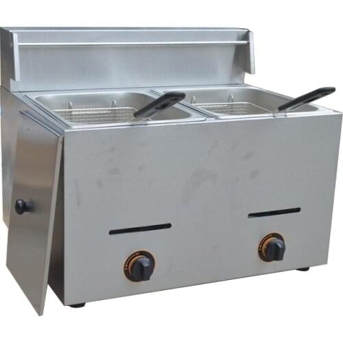 Stainless steel Professional design Counter Top LPG Gas Fryer 2 tank 2 basket