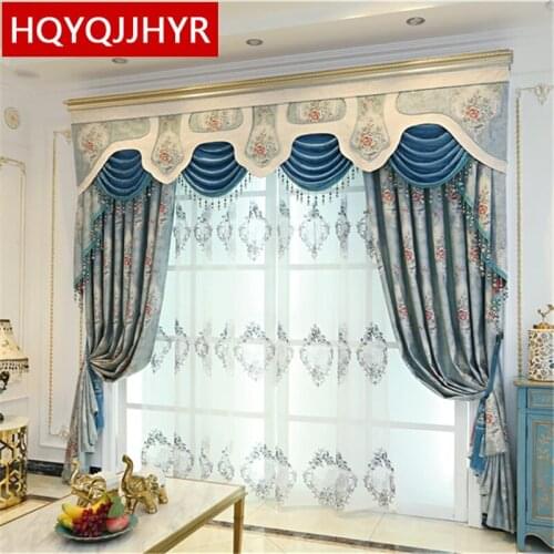 HQYQJJHYR European style luxury thick jacquard curtains for living room high quality bedroom hotel apartment blackout curtains