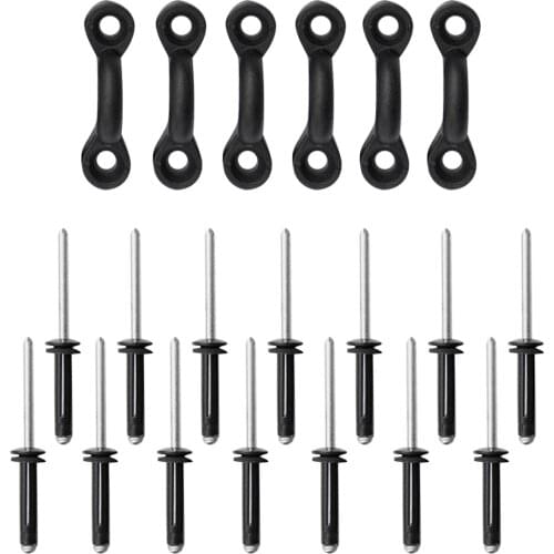 Kayak Canoe 6 Pieces Nylon Pad Eyes with 12 Pieces Tri-Fold Aluminum Rivets Kayak Pad Eyes Bungee Kit