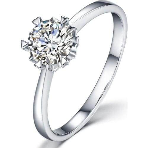 Classic 925 sterling silver 3ct Moissanite Ring Lab Diamond Round Brilliant Cut jewelry Wedding ring Engagement Snowflake style