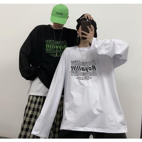 Korea Hip-Hop Streetwear Gothic Emo Long Sleeve t-Shirts Couple Oversized Ulzzang Punk Aesthetic Clothes Harajuku Top 90s Women
