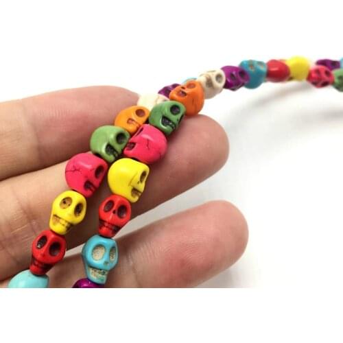 52pcs Colorful Manmade Howlite Skull Bead Natural Stone Charm Wholesale Supplies For Jewelry Making Bracelets Diy Accessories