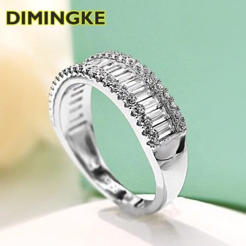 DIMINGKE Super Flashing High Carbon Diamond Silver Ring S925 Fine Jewelry Party Romantic Birthday Gift Fine Jewelry