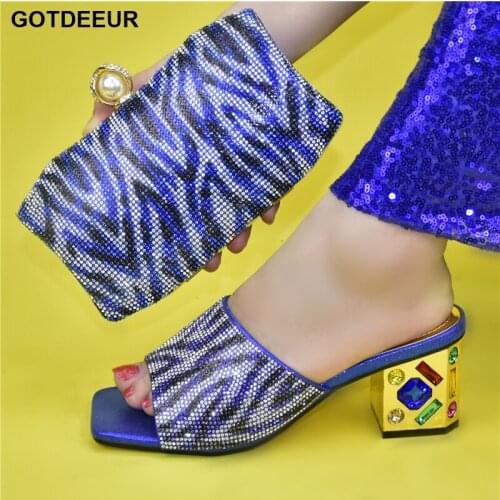 Fashion Italian Women Wedding Pumps with Purse Hot Sale Fashion Stone Shoes and Bag Set for Evening Party Ladies Sexy High Heels