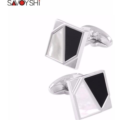 SAVOYSHI Fashion Shell Cufflinks for Mens Shirt Cuff buttons High Quality Square Cuff links Wedding Gift Brand Jewelry Gemelos