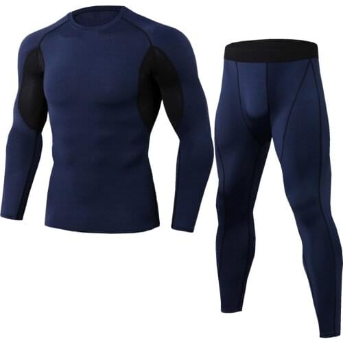 Men Compression Tops Tight Trousers Training Workout Long Sleeve Shirts Long Pants Casual Suits
