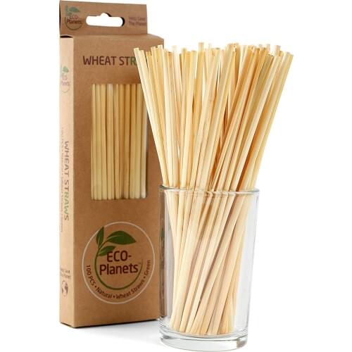 Natural Wheat Straws 20cm 8 Inch Biodegradable Straw environmentally friendly Disposable Drinking Supplies 100pcs/pack DEC555