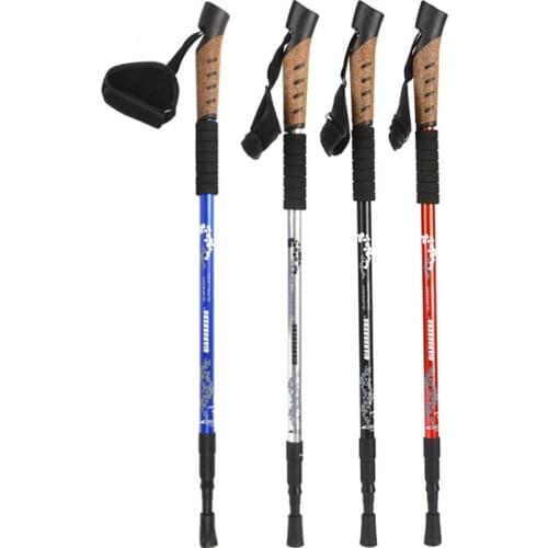 Camping trekking trekking pole adjustable 3 sections telescopic trekking pole ultra-light portable aluminum trekking pole