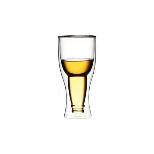 350cc Heat-resistant glass beer cup,creative double wall glass cup, win cup large cup of water