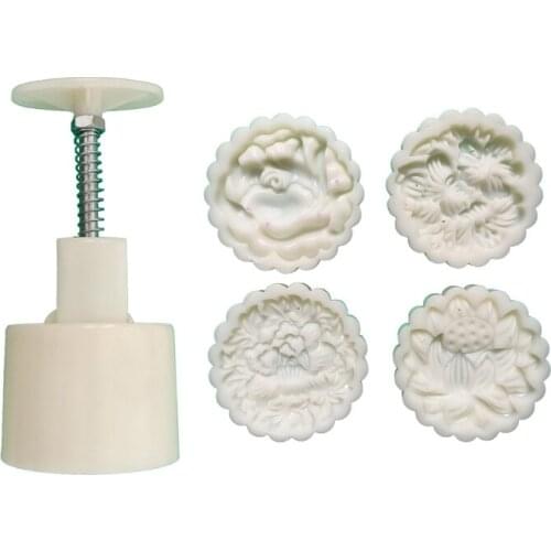 Plastic Mooncake Mold 100g Flower Stamp Biscuit Cookie Cutter Mould DIY Fondant Baking Tool 896A