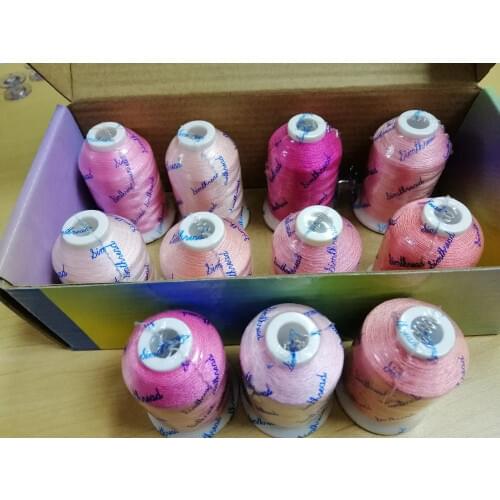 Polyester Computer Machine Embroidery Thread Filament Polyester Embroidery Thread 1100 Yrds * 11,Pink High Tenacity Eco-Friendly
