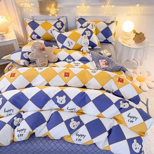 Nordic Bedding Set with Flat Sheets Duvet Quilt Cover Pillowcase for Kids Adult Queen Single Boys Girls Bed Linen Home Textiles