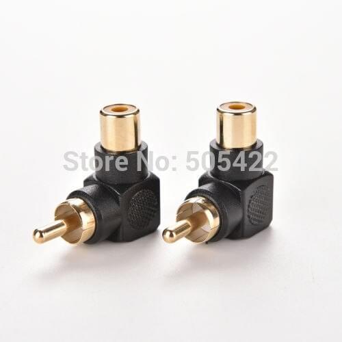 Gold Plated RCA Male to Female M/F Connector Adapter Audio AV Plug 90 Right-angle Connector
