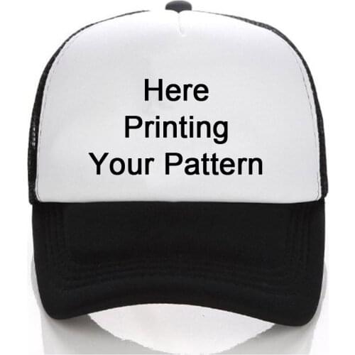 Retail Free Printing Pattern Hat Custom Printing Adult&kids Trucker Cap Black white Baseball hat Summer Active Mesh Net Sun Caps