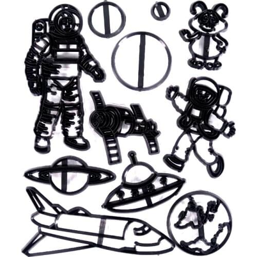 Happy Astronaut Cookie Cutter Plastic Biscuit Cut Mold Baking Fruit Cut Cake Mold Embossing Printing Die