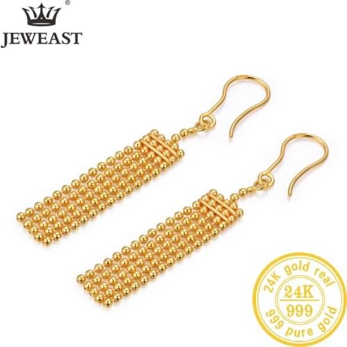 24K Pure Gold Earring Real AU 999 Solid Gold Earrings Nice Good Hollow Ball Tassel Upscale Trendy Fine Jewelry Hot Sell New 2020