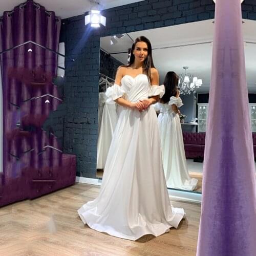 Chic Sexy Sweetheart A-line Wedding Dresses Bridal Dress Backless vestido de noiva renda Off the Shoulder Chiffon Bridal Gowns