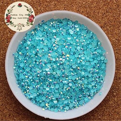 2mm/2.5mm 5000pcs/pack Resin Flatback Rhinestone Jelly Acid Blue AB 14 facets DIY nail art mobile phone decoration