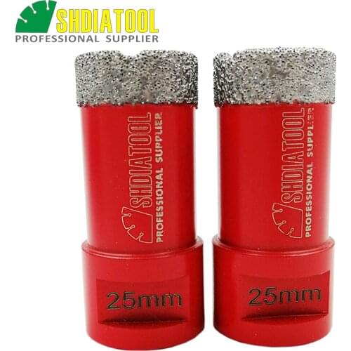 SHDIATOOL 2pcs Dia 25mm Vacuum Brazed Diamond Drilling Bits With M14 Thread Diamond Height 10mm Drill Bits