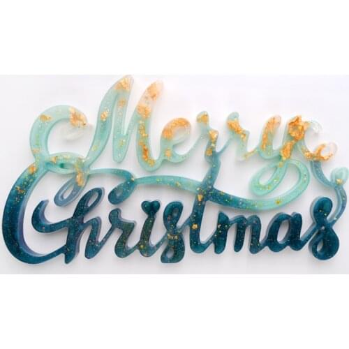 TC120 Merry Christmas Letter Resin Mould Silicone Resin Molds For Home Decoration Silicon Molds For Resin Art
