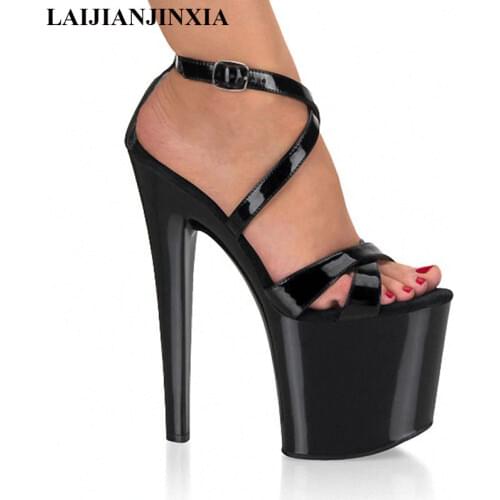 LAIJIANJINXIA 8 inch high heel shoes sexy for women pole dancing strappy sandals 20cm clubbing high heels Dance Shoes