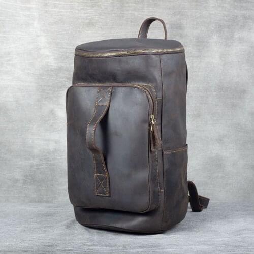 Vintage Oxhide Top Layer Cow Leather Shoulder Bag Handmade Head Leather Backpack Cowhide Mens Computer Bag