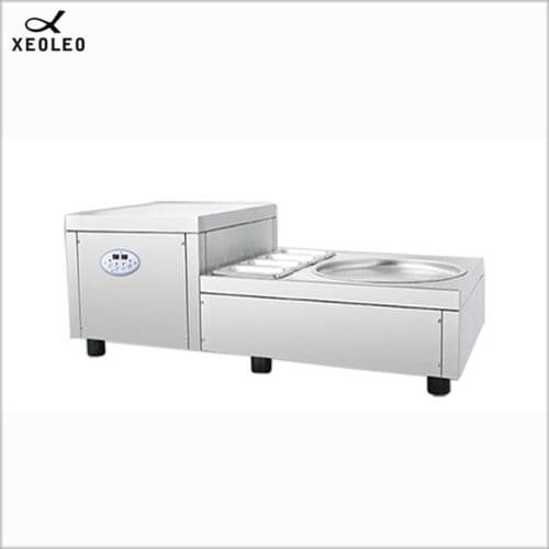 XEOLEO Desktop Fried ice machine 220V Desktop round Pan Fried Ice Cream Machine Commercial Ice Yogurt Roll with 4 Pots 750W