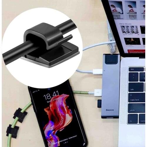 60 pcs Cable Clips Cable Organizer Cable Clips Adhesive Tapes Decoration Clips Self Adhesive Hooks Wire Holder 60 x Cable Clamp