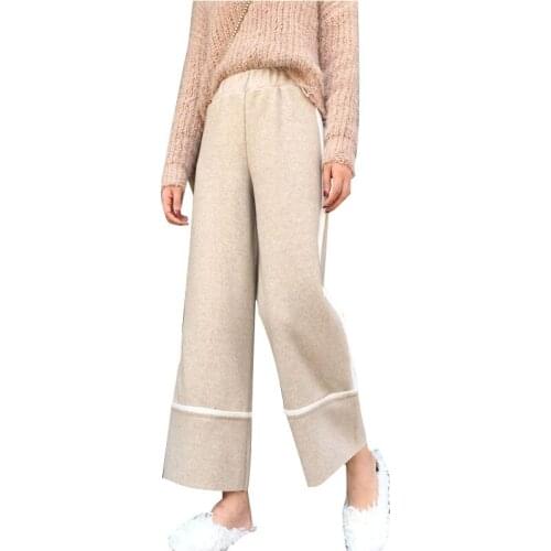 Women Wool Wide Leg Pants 2019 Autumn Winter Casual High Waist Plus Size Pant Loose Female Elegant Trousers Pantalon Femme