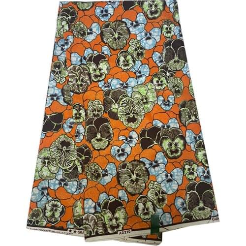 100%Real Original African Wax Grand Gold Printed Fabrics Veritable Best Quality Ankara Style Dress Material Fabric By The Yards