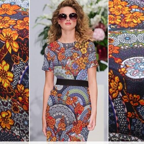 108cm wide silk stretch satin fabric meter 19mm natural silk fabric satin retro printed fabric wholesale silk cloth