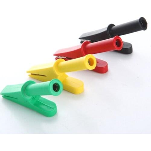 2pcs Pure copper battery clip alligator clip wire clip medium with 4mm jack plug-in high voltage all-inclusive jacket clip 30a