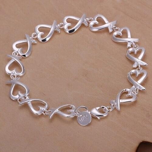2021 Classic Handmade Design Silver Color Heart Bracelets for Women Wedding Jewelry Lady Cute Noble Fashion Pretty Best Gift